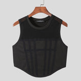 Sleeveless See Through Vests Sexy Party Nightclub Men Crop Tops