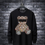 Men Bear Rhinestones Street wear