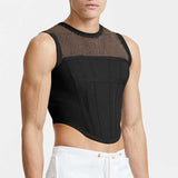 Sleeveless See Through Vests Sexy Party Nightclub Men Crop Tops