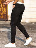 Spring Mens Black Ripped Skinny Jeans Streetwear Fashion