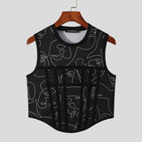 Sleeveless See Through Vests Sexy Party Nightclub Men Crop Tops
