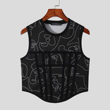 Sleeveless See Through Vests Sexy Party Nightclub Men Crop Tops