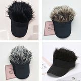 Unisex Wig Visor Hat Men Women Short Hair Cap Adjustable Wig
