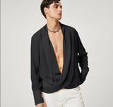 Stripes Pile Blouse Casual Solid Color