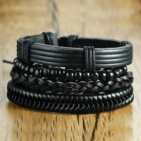 4pcs/ Set Black Bracelets for Men