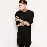 Hip Hop Style Irregular Hem Extended Length Side Split Tops Tee