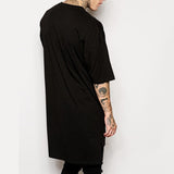 Hip Hop Style Irregular Hem Extended Length Side Split Tops Tee