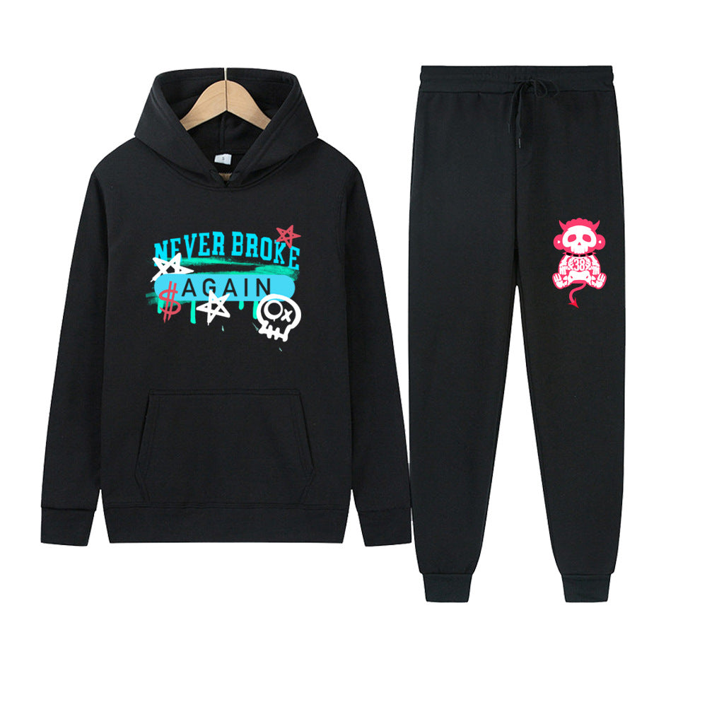Hooded Sweater Pullover Set Never Broke Again