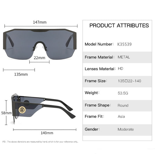 Oversized Square Sunglasses 
 One Piece Vintage Male Sun Glasses Top