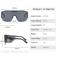 Oversized Square Sunglasses 
 One Piece Vintage Male Sun Glasses Top