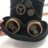 Vintage Steampunk Gear Glasses Floral Black Top Hat