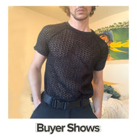 Mens T Shirt Solid Color Hollow Out See Through