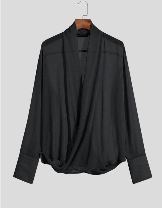 Stripes Pile Blouse Casual Solid Color