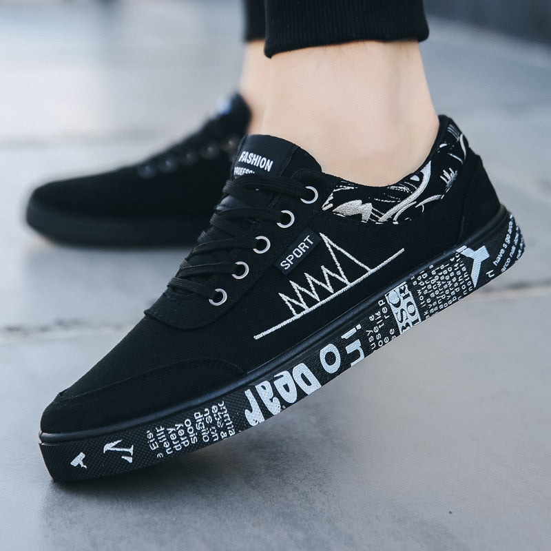 Graffiti Canvas Shoes Men Breathable Flat Casual Shoes