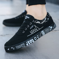 Graffiti Canvas Shoes Men Breathable Flat Casual Shoes