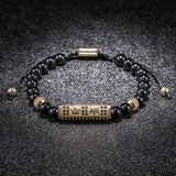 Luxury Set Bracelets Men Double Crown Handmade Enamel Roman Numeral Bangles Rope Buckle Stone Beads Micro Pave CZ Jewelry