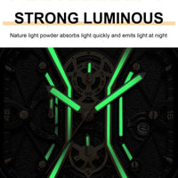 Waterproof Luminous Chronograph Man Watch Square Dial Leather