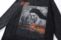 Vintage Men Tshirt Streetwear Nun Graphic Print