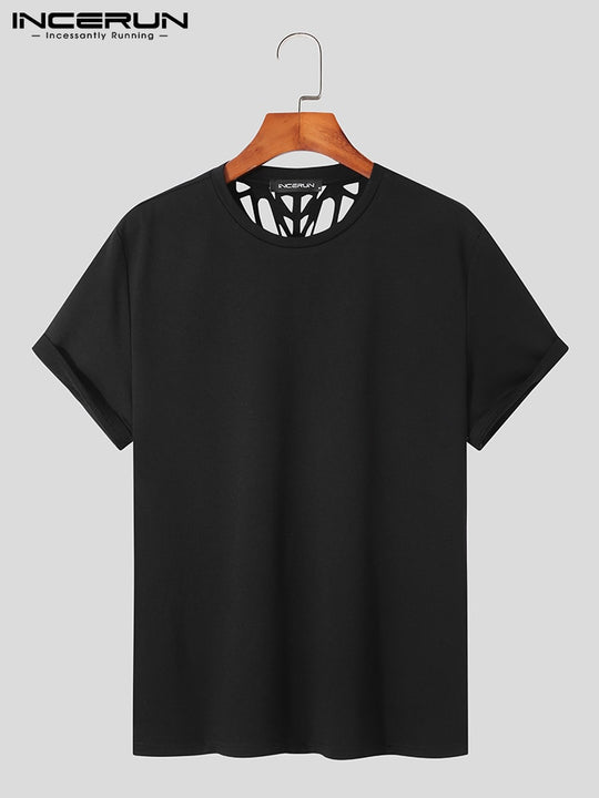 Sexy Leisure Camiseta Fashion Male Hollow Solid