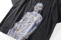 Distressed Oversized Vintage Robot Graphic Print Tshirt Men