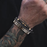 Luxury Set Bracelets Men Double Crown Handmade Enamel Roman Numeral Bangles Rope Buckle Stone Beads Micro Pave CZ Jewelry