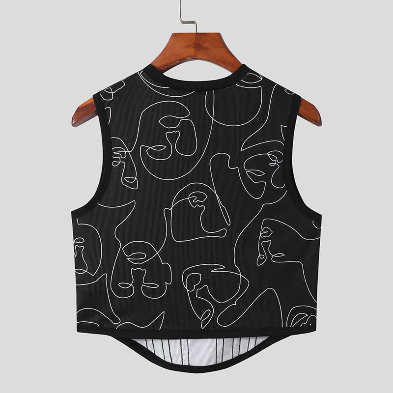 Sleeveless See Through Vests Sexy Party Nightclub Men Crop Tops