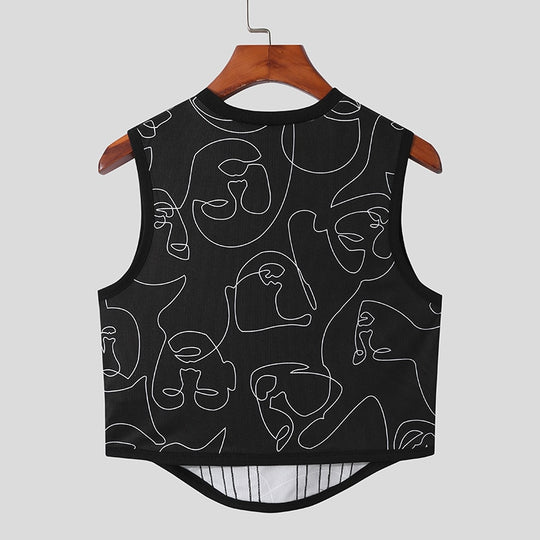 Sleeveless See Through Vests Sexy Party Nightclub Men Crop Tops