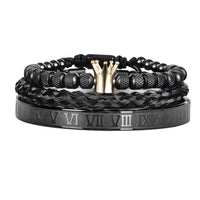 Luxury Enamel Roman  Bracelet Royal Crown Charm Men Stainless Steel Geometry Pulseiras Open Adjustable Bracelets Couple Jewelry