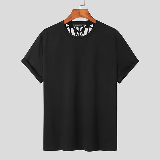 Sexy Leisure Camiseta Fashion Male Hollow Solid