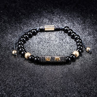 Luxury Set Bracelets Men Double Crown Handmade Enamel Roman Numeral Bangles Rope Buckle Stone Beads Micro Pave CZ Jewelry