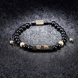 Luxury Set Bracelets Men Double Crown Handmade Enamel Roman Numeral Bangles Rope Buckle Stone Beads Micro Pave CZ Jewelry