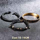 Luxury Set Bracelets Men Double Crown Handmade Enamel Roman Numeral Bangles Rope Buckle Stone Beads Micro Pave CZ Jewelry