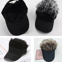 Unisex Wig Visor Hat Men Women Short Hair Cap Adjustable Wig