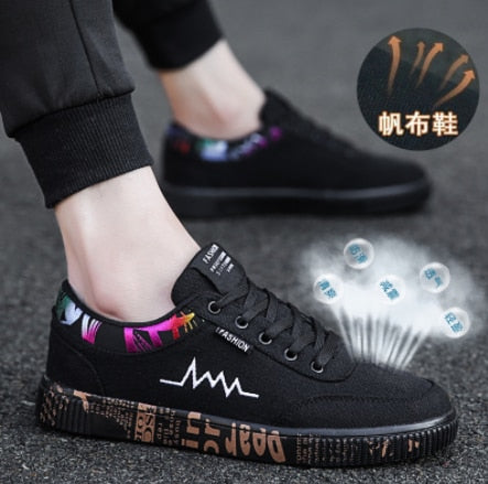 Graffiti Canvas Shoes Men Breathable Flat Casual Shoes