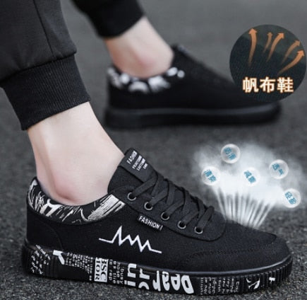 Graffiti Canvas Shoes Men Breathable Flat Casual Shoes