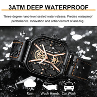 Waterproof Luminous Chronograph Man Watch Square Dial Leather
