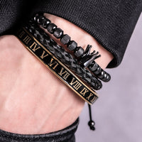 Luxury Enamel Roman  Bracelet Royal Crown Charm Men Stainless Steel Geometry Pulseiras Open Adjustable Bracelets Couple Jewelry