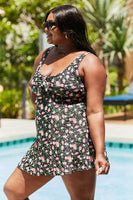 Marina West Swim Full Size Clear Waters Swim Dress in Black Roses