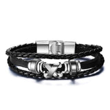 Men Bracelet Genuine Leather Black