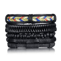 4pcs/ Set Black Bracelets for Men