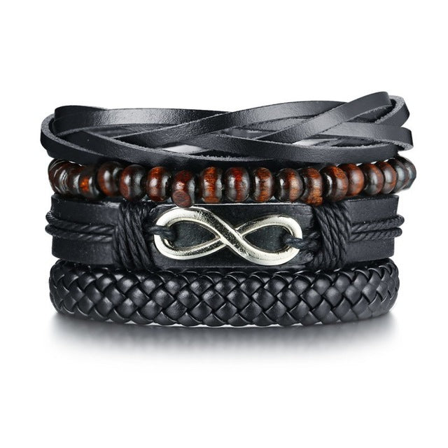 4pcs/ Set Black Bracelets for Men