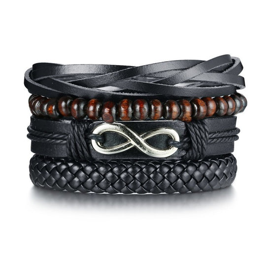 4pcs/ Set Black Bracelets for Men