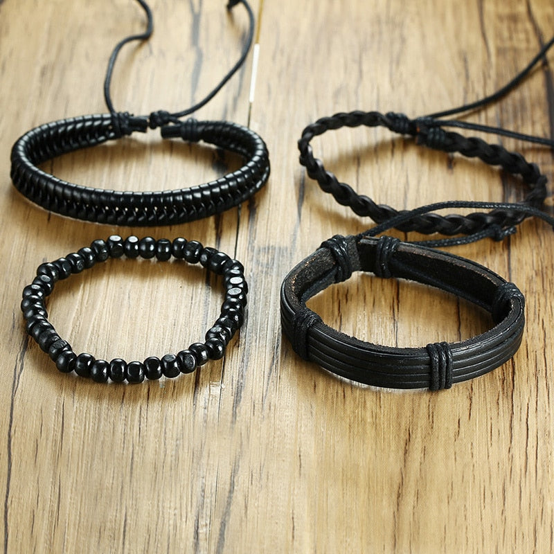 4pcs/ Set Black Bracelets for Men