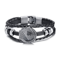 Men Bracelet Genuine Leather Black