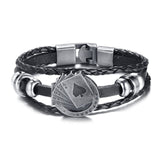 Men Bracelet Genuine Leather Black