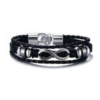 Men Bracelet Genuine Leather Black