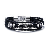 Men Bracelet Genuine Leather Black