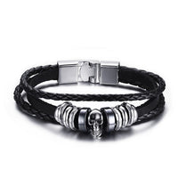 Men Bracelet Genuine Leather Black