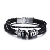 Men Bracelet Genuine Leather Black