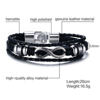 Men Bracelet Genuine Leather Black